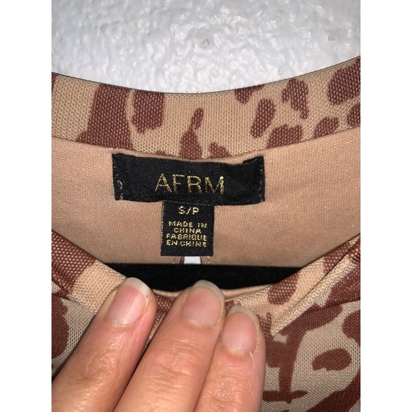 AFRM Mini Babydoll Dress Animal Print‎ Long Sleeve Bronze Tan Small S - Picture 8 of 8